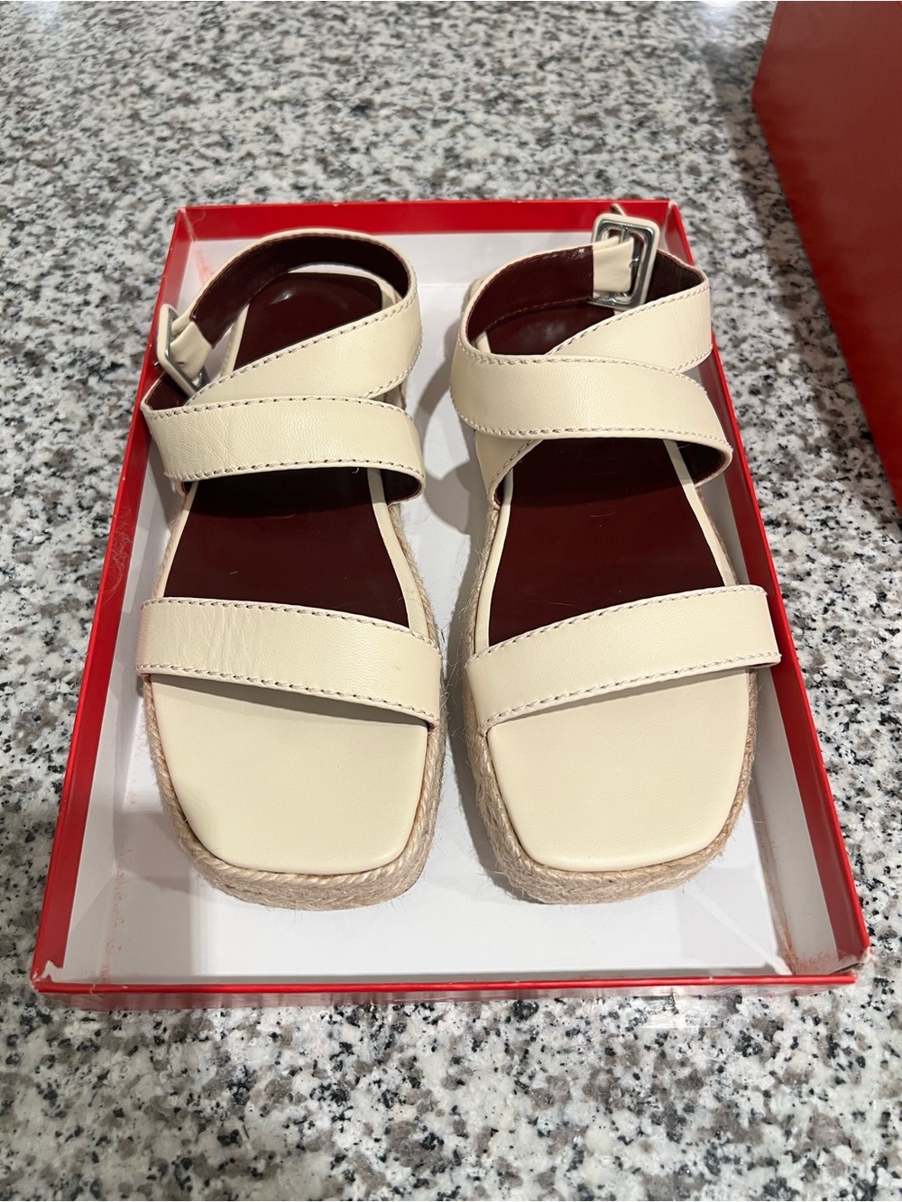 STAUD Cream Lara Espadrille Sandals
